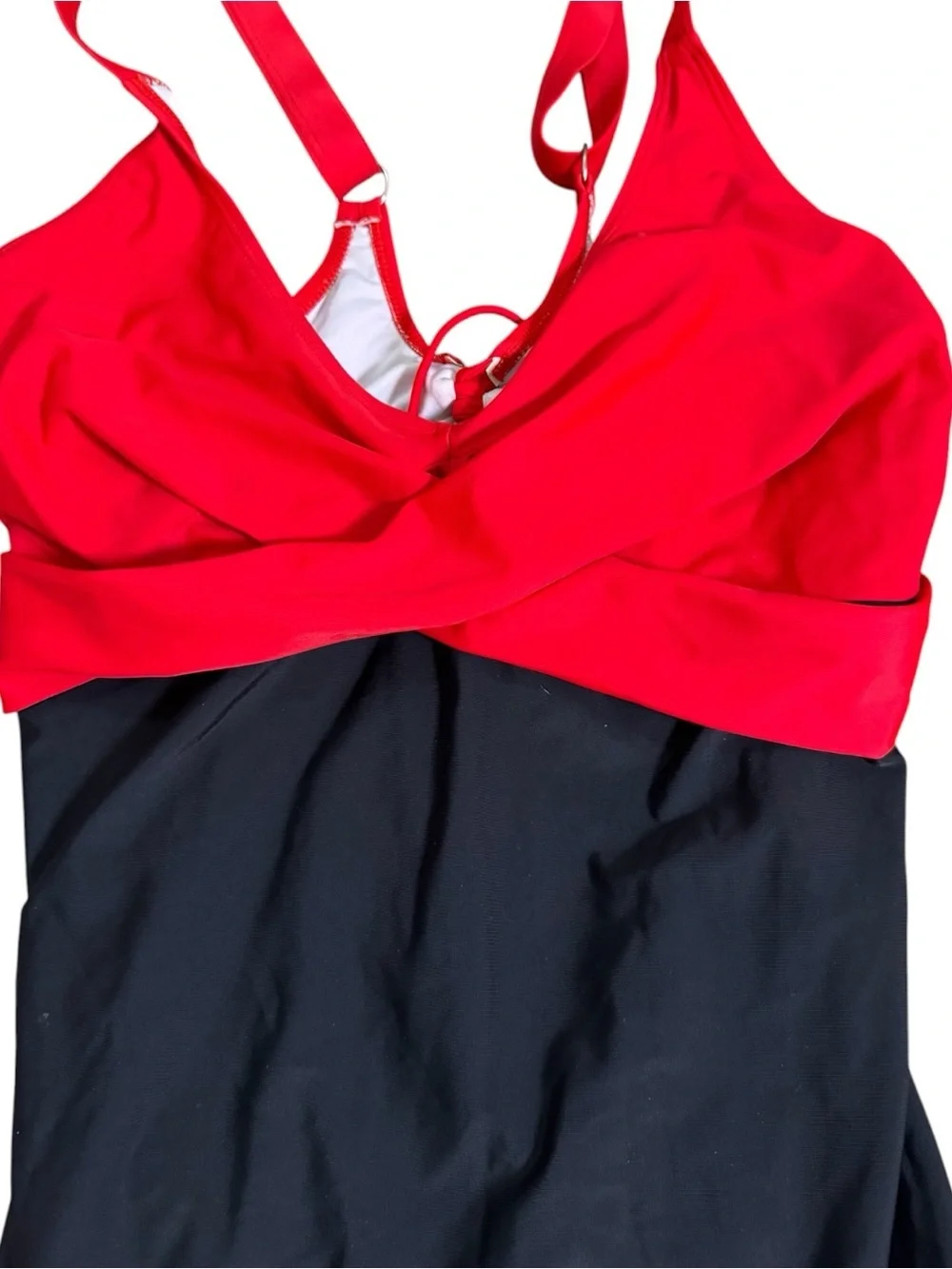 Red & Black Twist-Front One-Piece Swimsuit